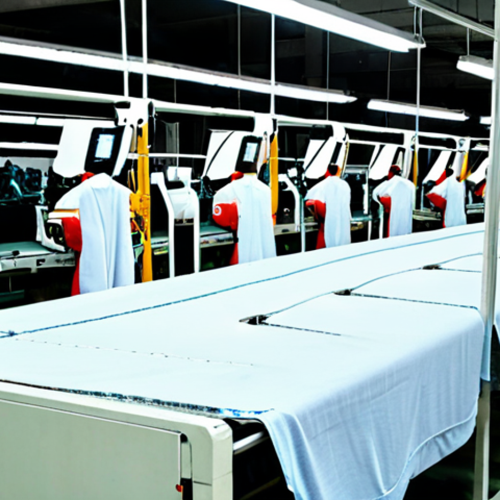 **Automation in Garment Factory:** Automated cutting machines increasing daily production in a garment factory.