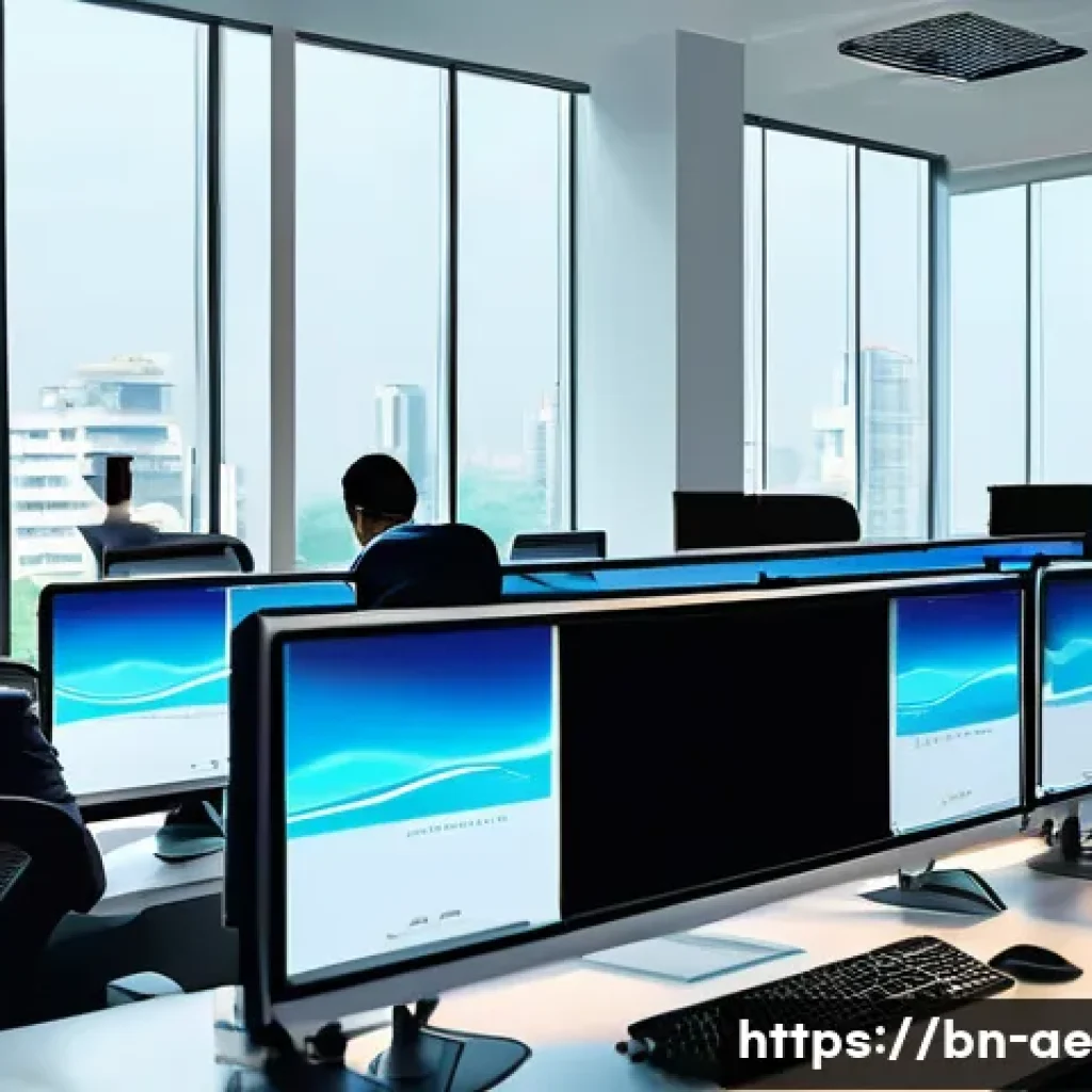 작업 자동화의 성공적인 도입 사례 - A modern office environment in Bangladesh with diverse employees using advanced automation software ...