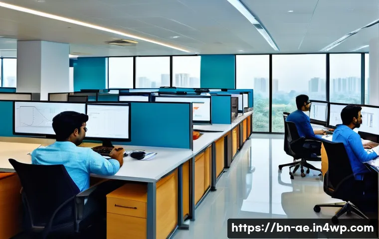작업 자동화가 기업의 지속 가능성에 미치는 영향 - A modern office environment in Bangladesh showcasing automated technology boosting productivity: emp...