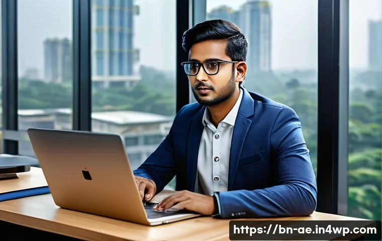 작업 자동화가 중소기업에 미치는 영향 - A modern small business office setting in Bangladesh, featuring a young Bengali entrepreneur using a...