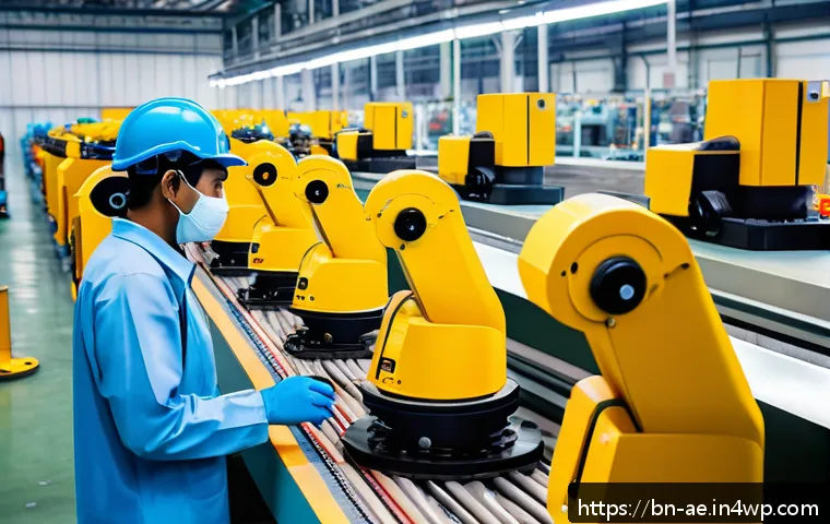작업 자동화가 변화시키는 생계 수단 - A modern industrial factory interior in Bangladesh, showing diverse workers wearing safety gear and ...